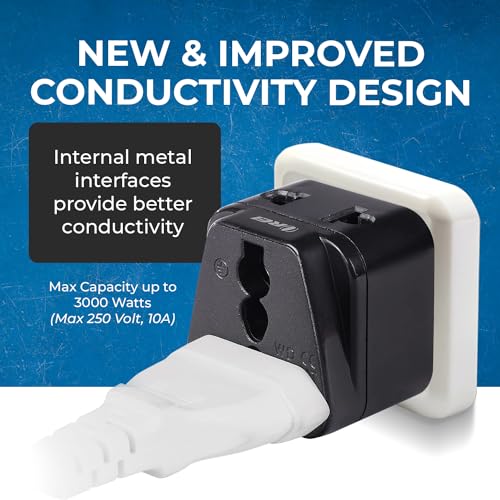 Image of OREI US to India Plug Adapter- Type D Travel Adapter - 2 in 1 Travel Adapter for India, Nepal, Pakistan - CE Certified - RoHS Compliant - 4 Pack, Black
