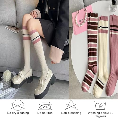 Calcetines altos de diseño elegante para mujer tejidos en algodón suave 8
