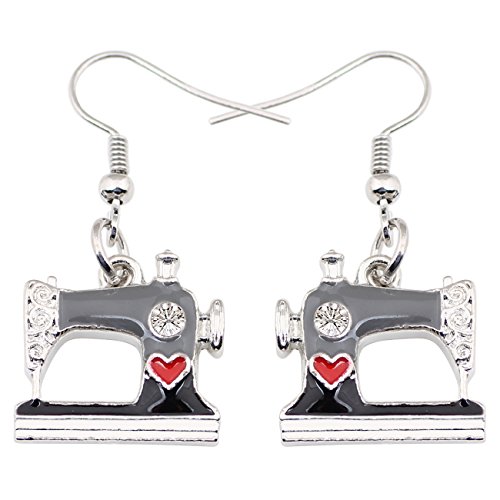 NEWEI Enamel Alloy Drop Dangle Cute Sewing Machine Earrings Fashion Tools Jewelry For Women Girls Gift Decoration Charms (Black) NEWEI Enamel Alloy Drop Dangle Cute Sewing Machine Earrings Fashion Tools Jewelry For Women Girls Gift Decoration Charms (Black)