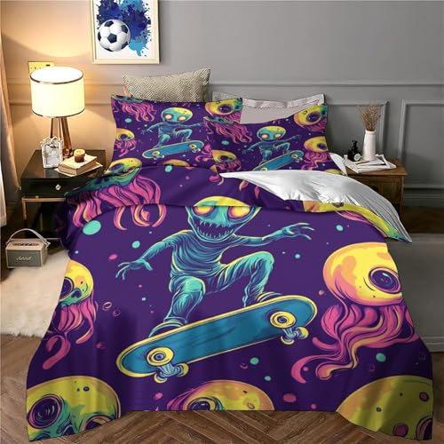 Housse de couette anti-tache extraterrestre microfibre 260x220