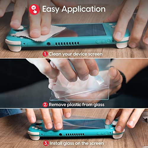 Screen Protector for Nintendo Switch Lite (3 Pack) by TalkWorks - Scratch Resistant Tempered Glass f