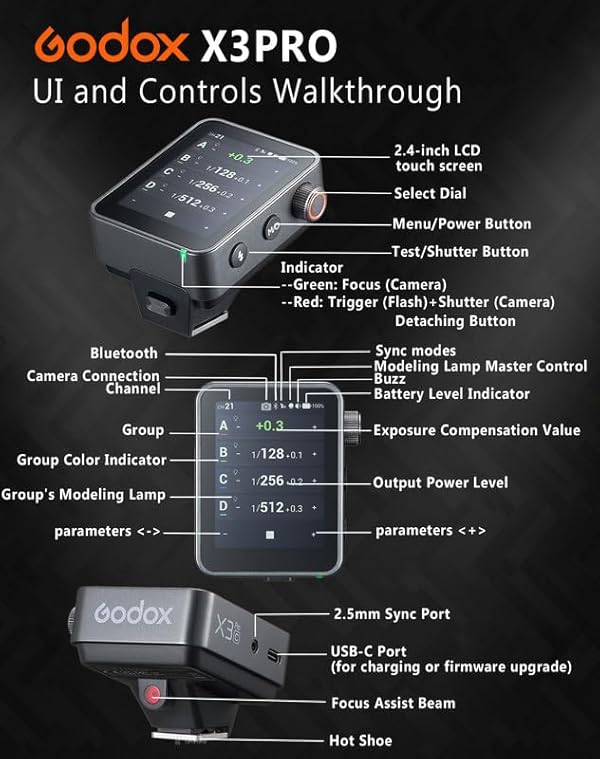 GODOX X3 Pro N X3ProN TTL Wireless Flash Trigger for Nikon Cameras, with Bluetooth Integration & APP Control Touch Screen 2.4GHz Wireless X System Pro Shooting Modes Shutter Control Fast Charging by GODOX - Image 6