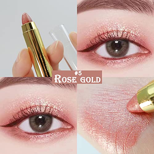 Etedes Eyeshadow Stick Cream,Matte And Shimmer Eyeshadow Pencil, With Soft Brush Waterproof Long Lasting Smoky Eye Makeup (Rose Gold) #TOP1