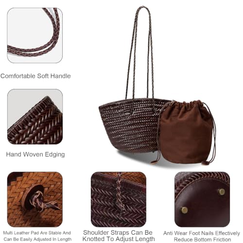 Image of Woven Tote Bag For Women, Fashion Crossbody Shoulder Bag, Casual Top-handle Handbags, and Travel Purses Phone Bag