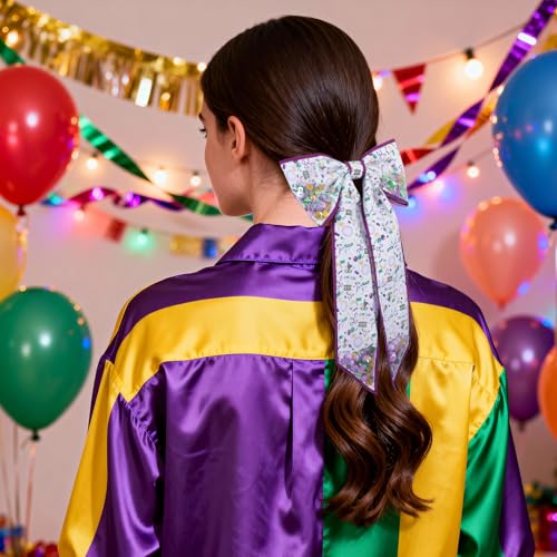 Pinza para cabello con moño Mardi Gras 5 pulgadas miniatura 4