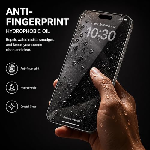 Image of Premium Tempered Glass for iPhone 17 | Edge-to-Edge Protection | 9H Military Grade Hardness | Dynamic Island Compatible | Bubble-Free HD Clear Screen Protector