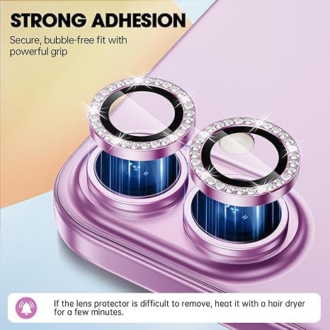 Image of for iPhone 16 /16 Plus Camera Lens Protector Bling Individual Metal Diamond Ring 9H Hardness Scratchproof Protector, Stylish Phone Accessories, Case Friendly (Pink Diamond)