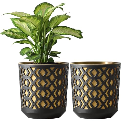 KONZEPT Blumentopf Set 2 Stück – 19 cm Durchmesser, große Übertöpfe aus Kunststoff für Zimmerpflanzen ideal für Wohnzimmer, Küche und Balkon