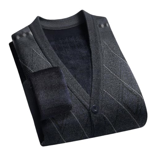 Men's Long Sleeve Sweater Fleece Warm Outwear Thickened Knitted Sweater Vneck Autumn Winter Cardigan Buttuon Down