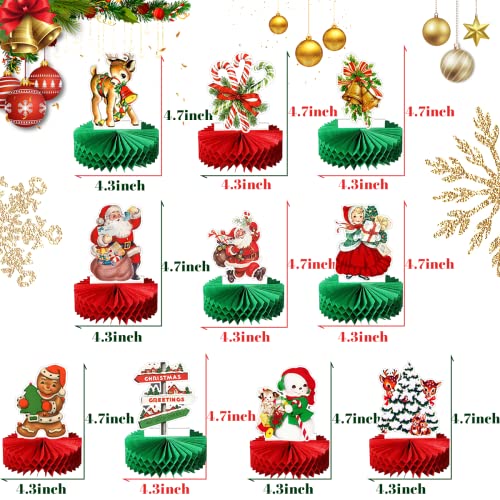 10Pcs Vintage Christmas Honeycomb Centerpieces Table Toppers Xmas 3D Honeycomb Centerpieces Christmas Table Decoration Signs For Christmas Dinner Table Party Santa Winter Holidays Dining Room Supplies #TOP3