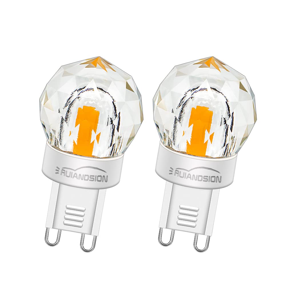 Ruiandsion G9 LED Bulb 3W AC 220V - 240V Replace 28W 33W G9 Halogen Bulb 300LM Warm White G9 Diamond Shaped Bulb for Chandelier Home Lighting, Non-Dimmable (Pack of 2)