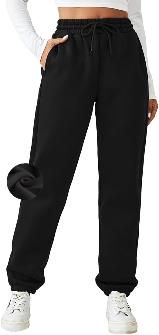 PINSPARK Women's Fleece Lined Sweatpants Winter Joggers Athletic Pants Casual Thick Warm Trousers Pockets