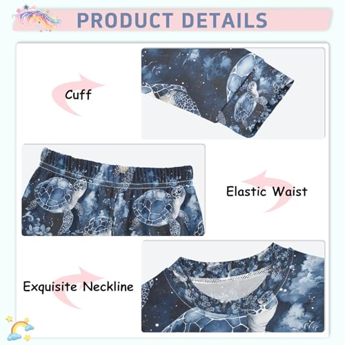senya Turtle Sea Flower 1 Pajamas Set Long Sleeve Soft Cotton Sleepwear 2 Piece4