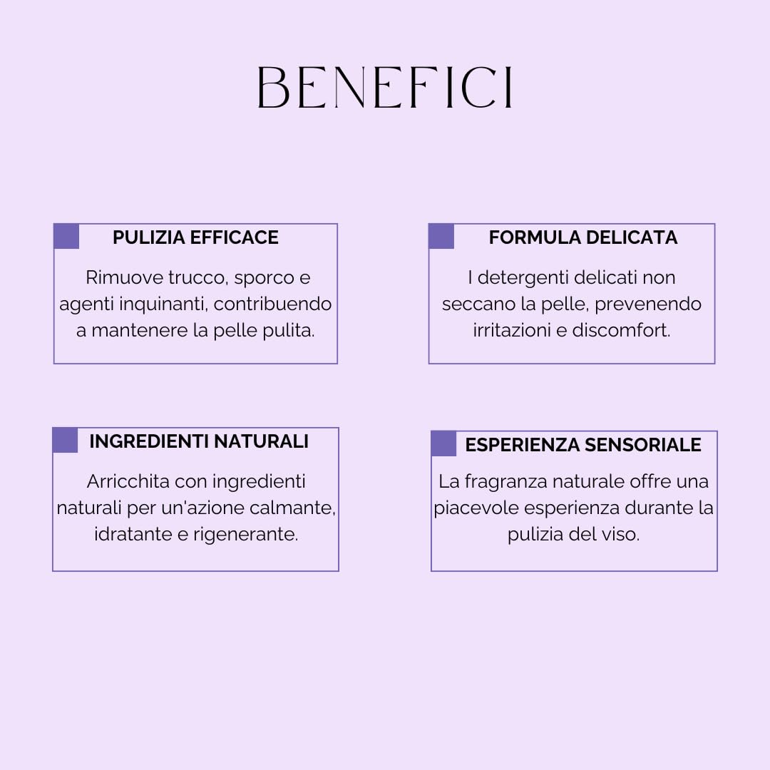 Mousse Detergente, Pulizia del Viso Delicata ed Efficace, Doppia Detersione, Struccante, Anti impurità e punti neri, 100ML