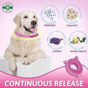   VICSOM-Calming-Collar-Dog-Luminous-Glow-Dog-Calming-Collars-Pheromone-Dog-Calming-Collar-Waterproof-Anxiety-Relief-Anti-Stress-Dog-Collar-with-60-Days-Long-Calming-Effect-4-Packs-Pink