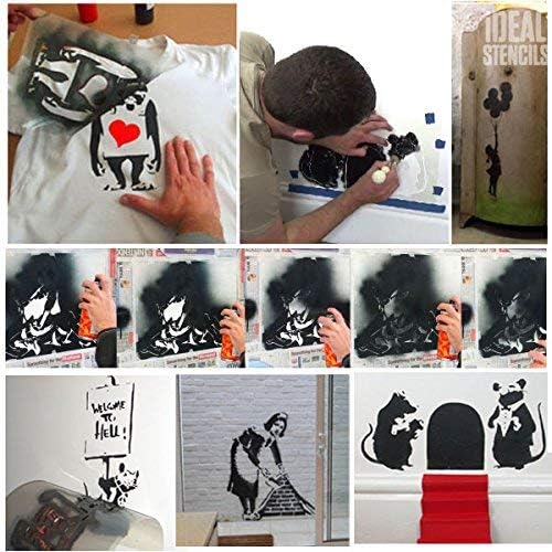 Banksy Caveman Stencil | Life Size Primitive Man with Takeaway Stencil | Paint your walls with your own Authentic Banksy Art | Complete painted size 83cm wide x 180cm high