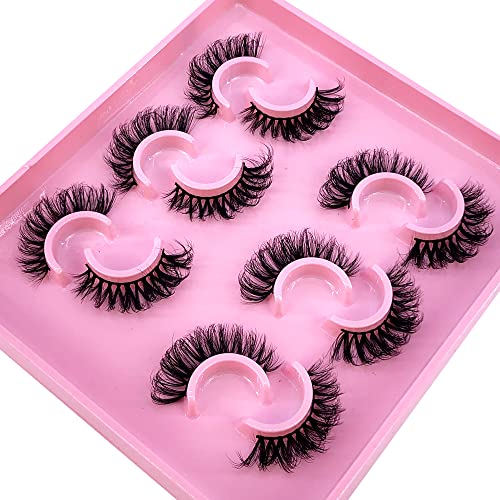 Hbzgtlad 6 Pairs False Eyelashes Cat-Eye Fluffy Faux Mink Lashes 8D Wispy Lashes Dramatic Long Thick Volume Fake Eye Lash(Msd-3) #TOP1