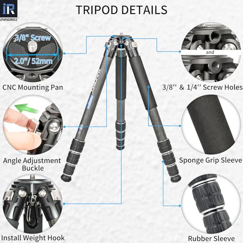 Trépied en fibre de carbone super professionnel rigide compact