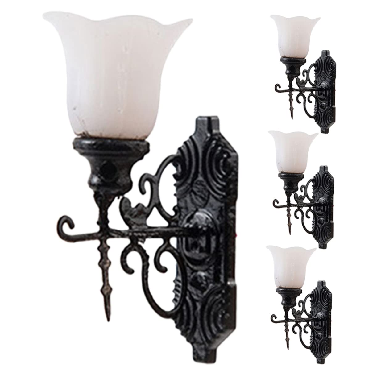 Kisangel 4Pcs Miniature Wall Lamp Model Tiny Lamp for Sand Table Decor Design for House and Decoration Wall Ornament for Scene Enhancement