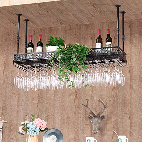 Étagère à vin en métal JATIBOSH porte-verres suspendus porte-bouteilles mural cuisine 120cm