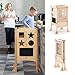 Guidecraft Classic Kitchen Helper - Natural: Adjustable Height, Folding Kitchen Counter Step Stool Tower For Little Chef, Cooking W/Chalkboard and Whiteboard Message Boards
