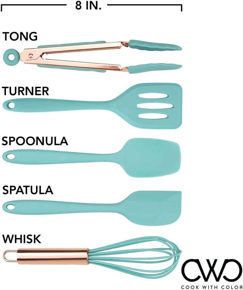 COOK WITH COLOR 12 Piece Mixing Bowl with Lids and 5 Piece Mini Kitchen Utensil Bundle