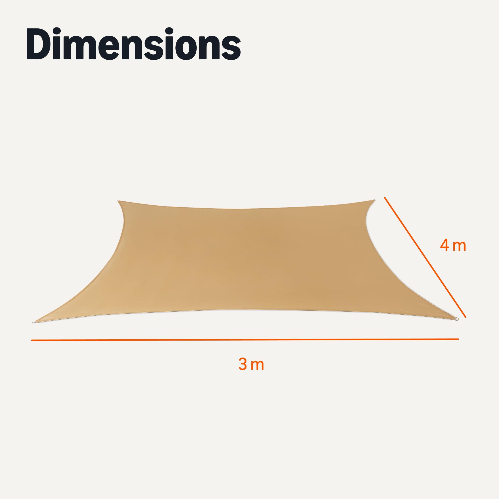 Amazon Basics Voile d'ombrage de Jardin, Protection UV, 3 m x 4 m, Sable, 1 Pack