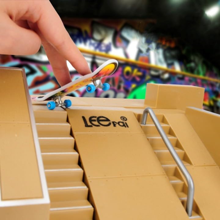 Miniatura 3 de Juego de patineta para patineta, 10 juguetes para dedos con 5 dedos y 5 rampas de patinaje para patinaje, mini patineta de entrenamiento para niños