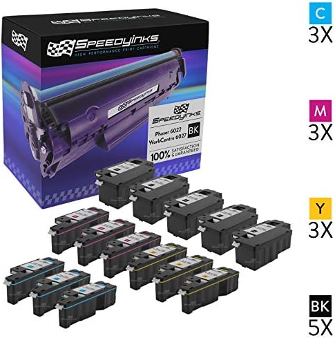 Speedy Inks Compatible Toner Cartridge Replacement for Xerox Phaser 6022 & WorkCentre 6027 (5 Black 3 Cyan, 3 Magenta, 3 Yellow, 14-Pack)