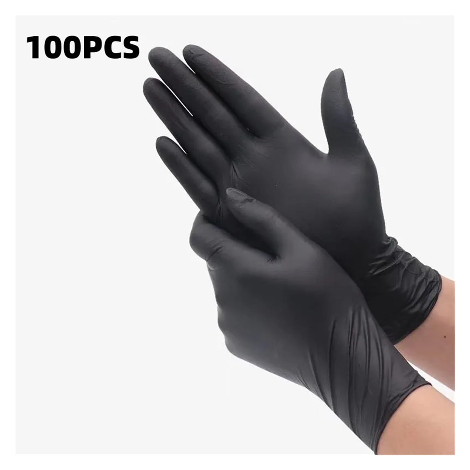 Rękawiczki Nitrylowe 50/100 Sztuk Jednorazowe Czarne Do Użytku Domowego Bez Lateksu Proszek Czyszczenia Tatuażu Narzędzia Fryzjerskie(Black-100PCS,11.5CM-4.53inch)