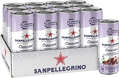Sanpellegrino Creazioni Granatapfel & Schwarze Johannisbeere, Kalorienarme Limonade, 33 Kalorien pro Dose, 12er Pack (12 x 330ml) Einweg-Dosen Cover
