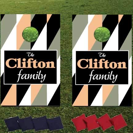 VictoryStore Cornhole Games - Custom Family Cornhole Bag Toss Game - Custom Photo Cornhole - Geometric Bag Toss Corn Hole Game