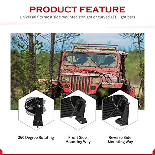Alavente Light Bar Side Brackets Universal Side Mounting Brackets Kit For Jeep Offroad Truck Mounting Double Row Led Work Light Bar (Pair, Black) #TOP2
