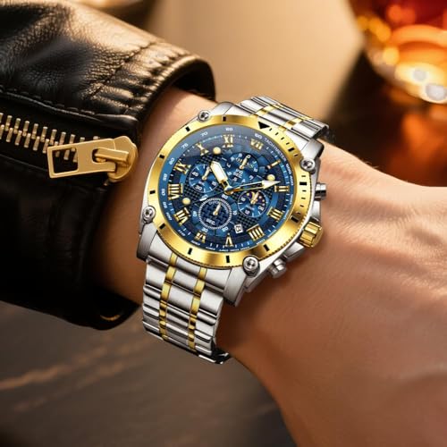 Image of OLEVS Watches for Men Automatic Self Winding Luxury Dress Big Face Tourbillon Skeleton Wrist Watches