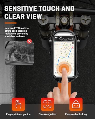 Bicycle Phone Front Frame Bag, Waterproof and wear-resistant, Handlebar Bag Bicycle Accessories,Top Tube Bike Bag,Cycling Pouch, Ebike Accessories,TPU Touch Screen, Suitable Phone Under size 7\'\' - Thumbnail 4