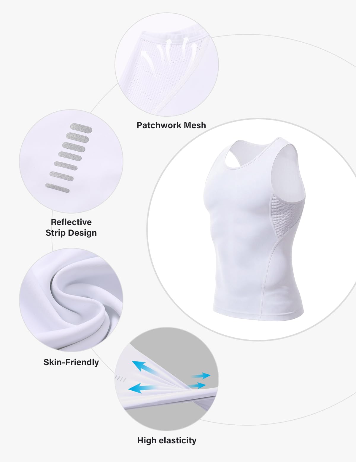 Kompressionsshirt Herren Shapewear Bauchweg Unterhemd | Atmungsaktiv Body Shaper Compression Shirt Ärmellos Tank Top