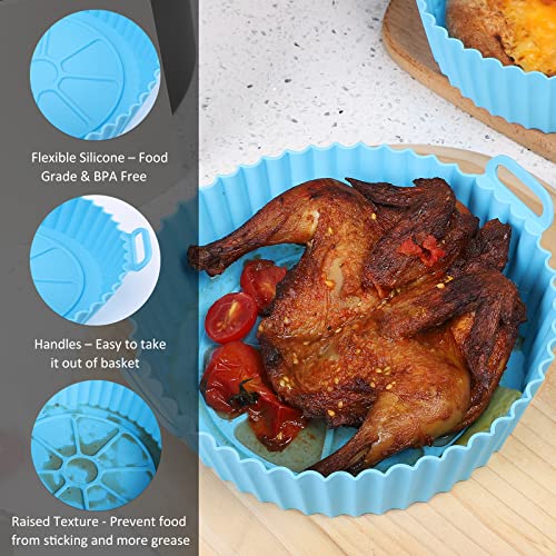 2-Pack Air Fryer Silicone Liners, 8 Inch Air Fryer Silicone Pots, Reusable Silicone Air Fryer Liner, Food Safe Silicone Air Fryer Basket, Air Fryer Accessories Fit 3-5 Qt Air Fryer #TOP5