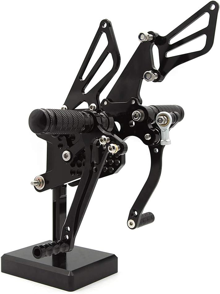 FXCNC CNC Billet Motorcycle Rearset Foot Pegs Rear Set Footrests Fully Adjustable Foot Boards Compatible with Ninja ZX10R ZX-10R ZX1000 2006 2007 2008 2009 2010