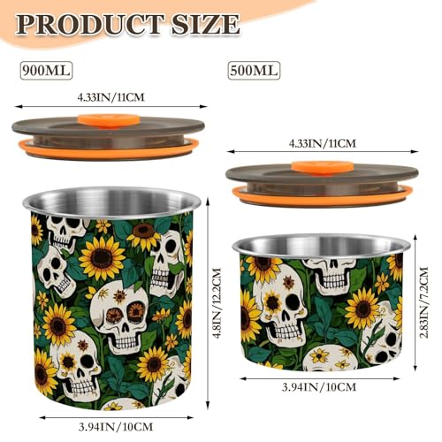 Contenedor de café con diseño de calavera y girasol miniatura 3