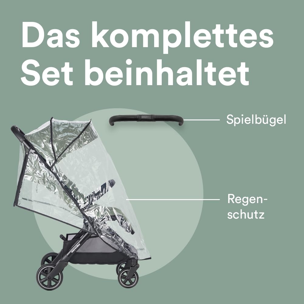 Easywalker Jackey² Buggy 0-22 kg, Reisebuggy, automatisch faltbar (gefaltet 56x44x23 cm), Schiebehöhe verstellbar bis 105 cm, Räder Ø 14 cm – ideal für Stadt & glatte Wege – Agave Grün