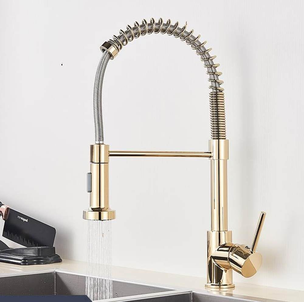 BHFPFZA Black Kitchen Sink Faucet Pull Down Single Handle Mixer Tap 360 Rotation Matte Finish