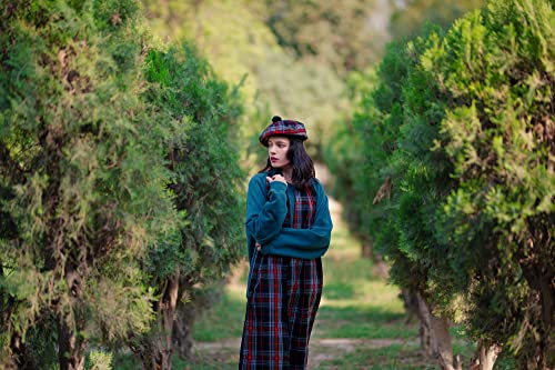 Image of Scottish Tam O' Shanter Hat Tartan Bonnet Pom Pom Wool Flat Cap One Size