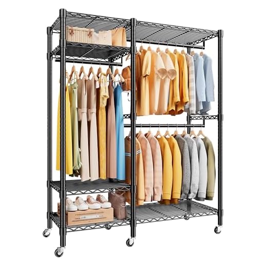 Raybee Heavy Duty Clothes Rack with Wheels, 650LBS Capacity Rolling Clothes Racks for Hanging Clothes, Metal Clothing Rack Heavy Duty Garment Rack, Lockable ＆ Easy Assembly, 79" H x45 W x17 D, Black
