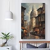 QBIREX Lienzo decorativo de Estambul, Turquía, para paredes del hogar, dormitorio, oficina y baño, 30 x 45 cm (12 x 18 pulgadas).
