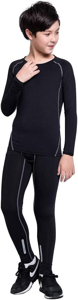 2/3/4 Pcs Boys Girls Base Layer Athletic Compression Leggings and Shirts Thermal Underwear Set Running Pants Tights - Image 6