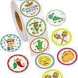 WorldBazaar 500Pcs Mexican Fiesta Stickers for Kids Cinco De Mayo Decorations Mexican Sticker Roll 5 De Mayo Party Favors