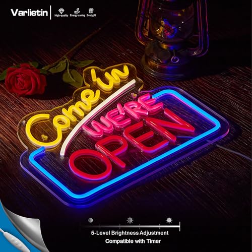 Image of Come In We're Open Neon Sign for Wall Decor, Open LED Neon Signs Lights for Cafe Business Walls Window Shop Bar Hotel,Restaurant Retail store Party Pub Decoration and Shop Decoration Gift