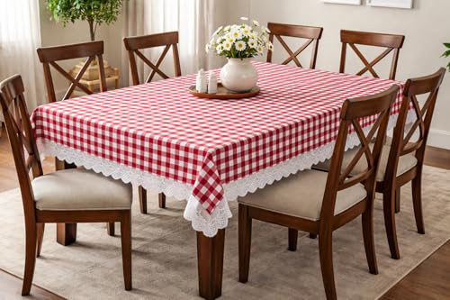 Image of RRC Cotton Table Cloth Pack of 2 for 4 Seater Dining Table, 45 x 60 Inch Rectangular Printed Table Cover with Tassels, Washable, Durable & Fade Resistant