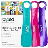 biped 3er Set Schuhanzieher aus Kunststoff 18 cm – Mini Schuhlöffel, perfekt für unterwegs – Ergonomisch geformte Reiseschuhlöffel – Ideal für Kinder & Erwachsene z1570(blueberry)