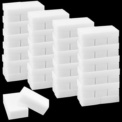 MANCHAP 100 Pack White Melamine Foam Cleaning Pads, Lightweight Non-Scratch Scrub Sponge Scrubber Foam Dish Sponges Eraser for Wall, Furniture, Kitchen, Car, 3.9 x 2.4 x 0.8 Inch